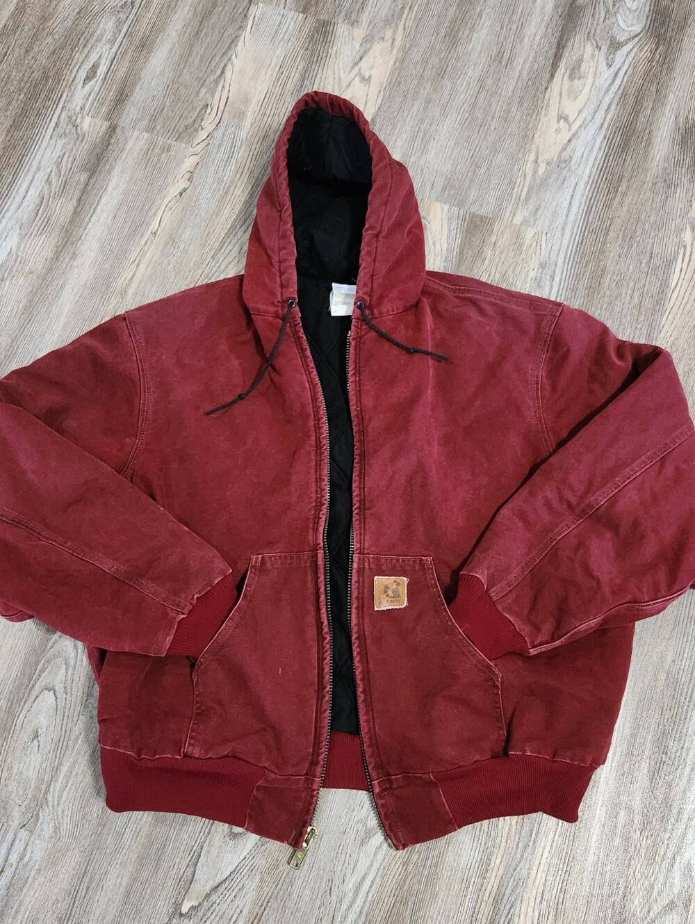 Vintage 90s Carhartt J68 CRI Active Duck Canvas Jacket Mens 2XL Quilt Lined Red